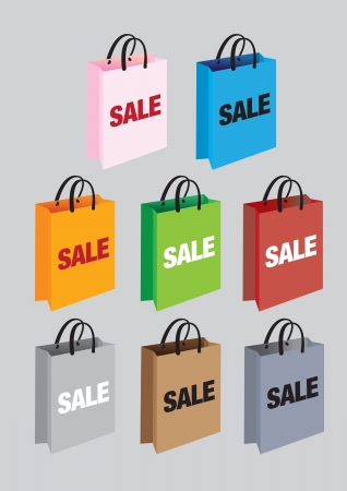  illustration of color shopping bags のイラスト素材