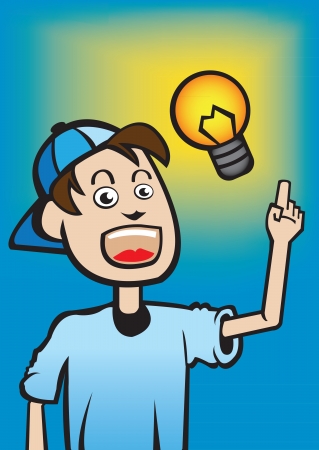 A good idea coming up from a boy のイラスト素材