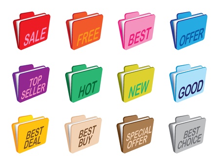 A set of folders with selling business information のイラスト素材