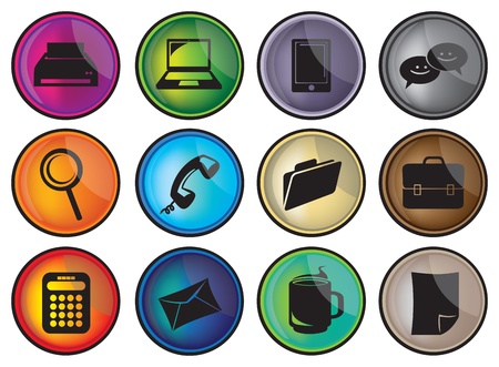 Business and office icons set in different colorsのイラスト素材