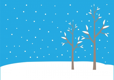 Illustration of bald trees in a snow environmentのイラスト素材