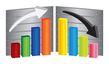 Two 3D colorful stock chartのイラスト素材