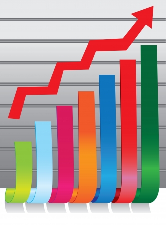 illustration of 3D colorful stock chartのイラスト素材