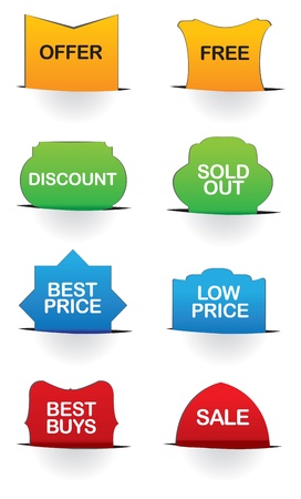 A set of illustrate sale labels with different colorsのイラスト素材