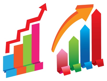 illustration of two colorful stock chartsのイラスト素材