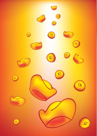 Design with gold treasure falling from the sky のイラスト素材