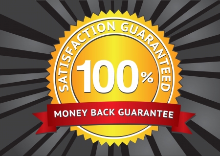 Customer satisfaction guaranteed gold seal and red banner のイラスト素材