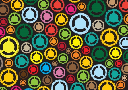 Gear pattern background in different colors  Vector illustration のイラスト素材