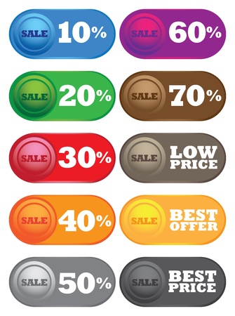 illustration of sale labels with different messages のイラスト素材