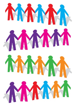 Cut out human with different colors on white background  illustration のイラスト素材