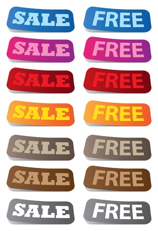A set of colored labels with different sale messages のイラスト素材