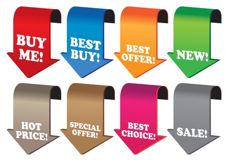 Promotional sale labels with price percent cut illustration のイラスト素材