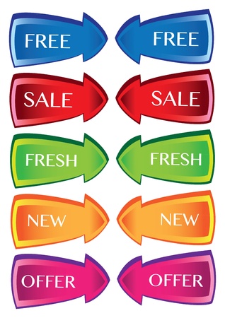 Colorful discount labels with different messages  illustration のイラスト素材