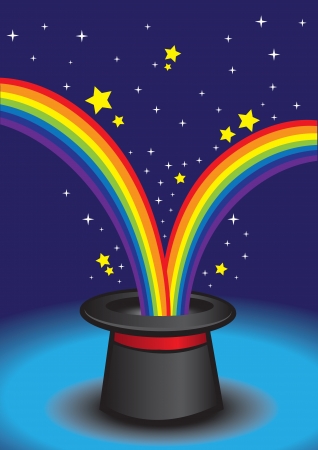 Magic hat with stars and rainbow  illustration のイラスト素材