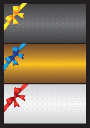 Luxury looking cards with colorful ribbon bowのイラスト素材