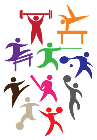 Sports icon with people in different colors. Vector illustration.のイラスト素材