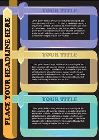 Colorful ribbon folding Layout Design Template with area for textsのイラスト素材