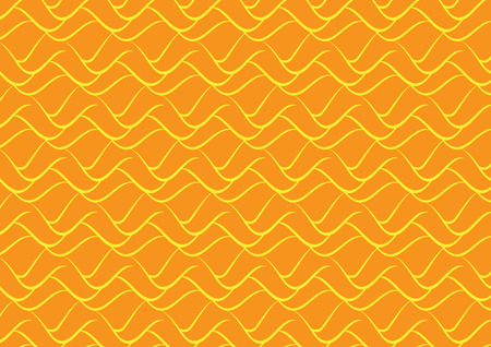 illustration of abstract wavy curve pattern in orange and yellowのイラスト素材