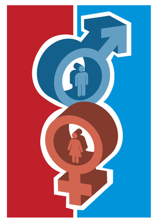 3D illustration of a layout design showing the human gender.のイラスト素材