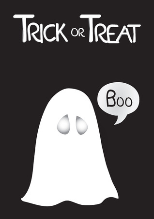  illustration of white ghost saying boo for Halloweenのイラスト素材