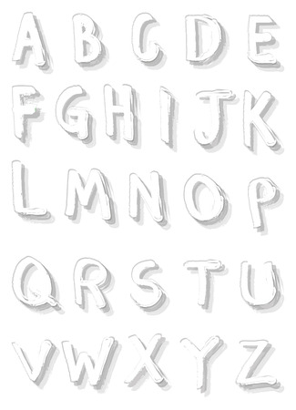Brush calligraphic fonts in white with grey shadow. のイラスト素材