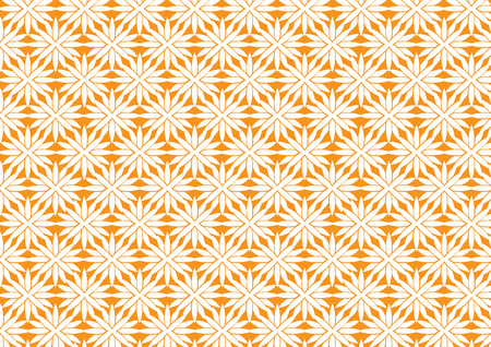 Vector illustration of white flora repeated pattern on orange backgroundのイラスト素材