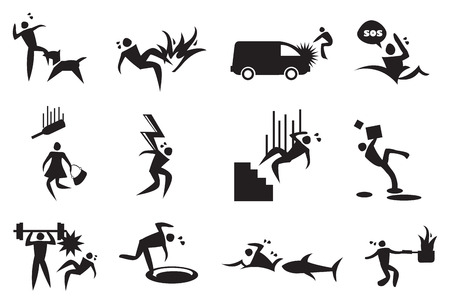 illustration of various accidents. Conceptual icon set.のイラスト素材