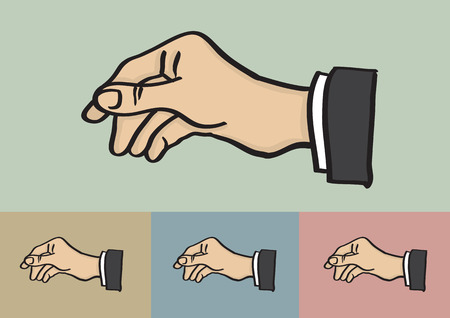 Vector illustration of a reaching hand with curled fingers of a businessperson isolated on different color backgroundのイラスト素材