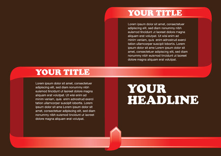 Page layout design with red turning ribbon framing white textのイラスト素材