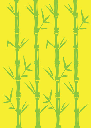 Vector illustration bamboo in green isolated on yellow backgroundのイラスト素材