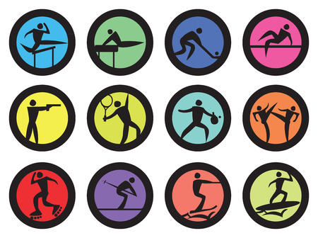 Circle vector icons for different sports competition and games isolated on white background.のイラスト素材