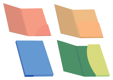 Set of four colorful blank file folder and presentation folders vector illustration isolated on white background.のイラスト素材