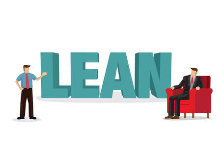 Business discussion about the methodology of Lean business concept. Business strategy transformation for the organization. Isolated vector illustration.のイラスト素材