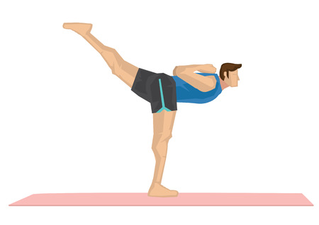 Illustration of a strong man practicing yoga with a unsupported swan pose. Concept of yoga calmness, relaxation and wellness. Vector illustration.
のイラスト素材