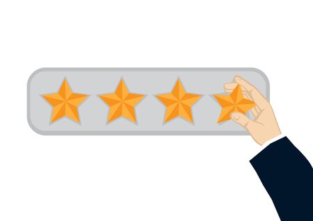 Hand adding a star. Concept of best worker, a positive review or a rating system. Flat isolated vector illustration.のイラスト素材