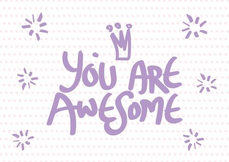 Hand drawn You are Awesome lettering typography message. Vector illustrationのイラスト素材