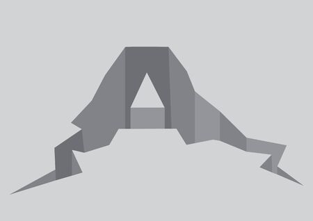 Vector illustration of cracked font A alphabet in grey background. Copy can be use to portray breakdown, problem or earthquake.のイラスト素材