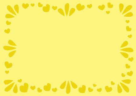 Yellow border background with love and hearts. Layout design for business or leisure projectのイラスト素材