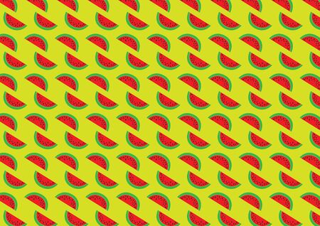 Summer pattern background design with bright watermelons. Vector illustration.のイラスト素材