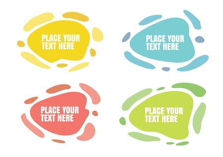 Abstract modern geometric graphic element banners in four colored forms with flowing liquid shapes.のイラスト素材