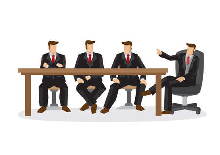 Illustration of corporate business team discussion. Business concept of group of people working together in a meetingのイラスト素材