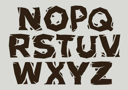 Stylized broken font and alphabet of N to Z. Vector illustration.のイラスト素材