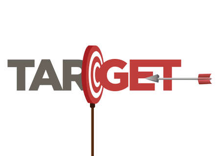 Target mission arrow and board. Concept of business goal on an isolated white background. Flat vector illustrationのイラスト素材
