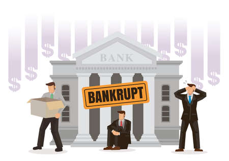 Bank Bankruptcy concept. Sinking banking process in financial crisis. Economical problem, investment...