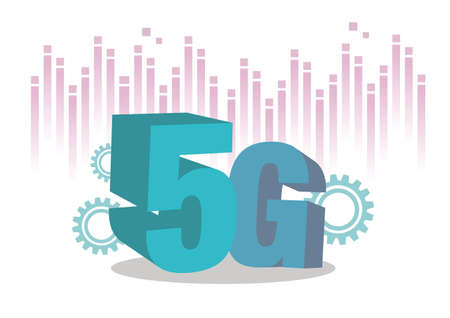 5G lettering in 3D with digital background. Concept of 5G network, high-speed mobile Internet, new...