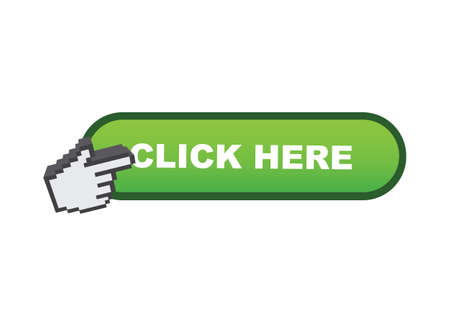 Computer hand mouse cursor clicking on a button. Vector illustration.のイラスト素材