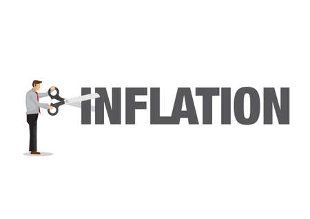 Cutting of inflation. Vector artwork depicts inflation, reducing expenses, and profit improvement.のイラスト素材