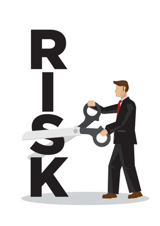 Businessman cutting away risk. Isolated vector illustration.のイラスト素材