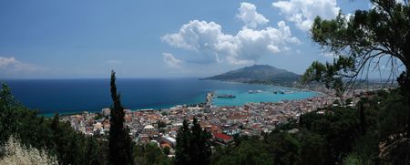 Panoramic view of city of Zakynthos, island of Zakynthos, Greeceの写真素材