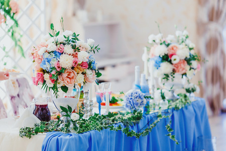 bouquet of flowers on wooden tableの写真素材